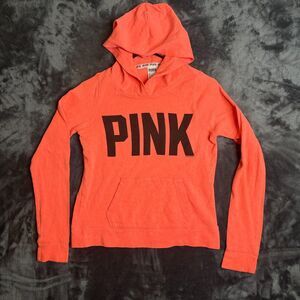 Pink Victoria Secret Coral Orange Pullover Hoodie Sweatshirt Size X-Small